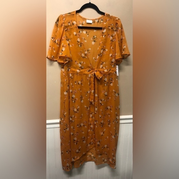Abound Nordstroms Orange Floral Semi Sheer Long Cardigan Cover Up Size M NWT - Picture 1 of 4